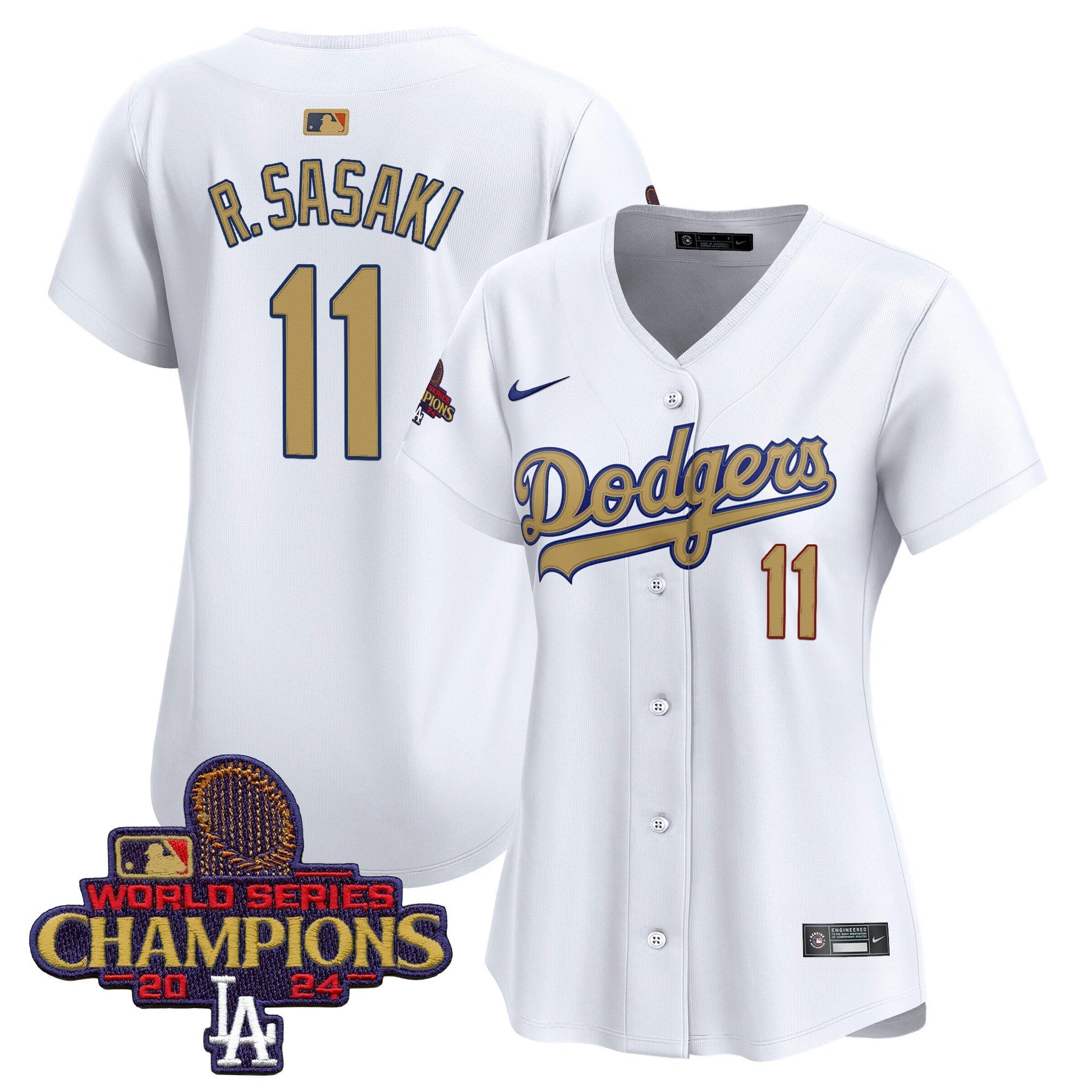 Women's Dodgers 2025 Gold Vapor Premier Limited Jersey - All Stitched