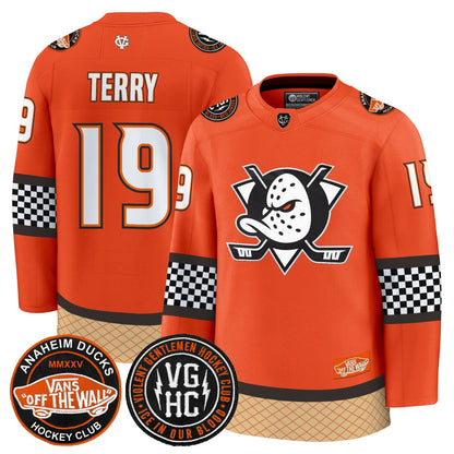 Men's Anaheim Ducks Checkerboard 2025 Premium Jersey - All Stitched
