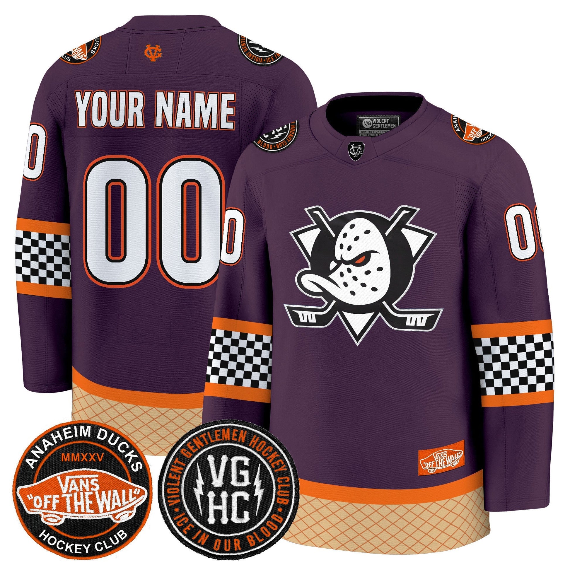 Anaheim Ducks Checkerboard 2025 Premium Custom Jersey - All Stitched