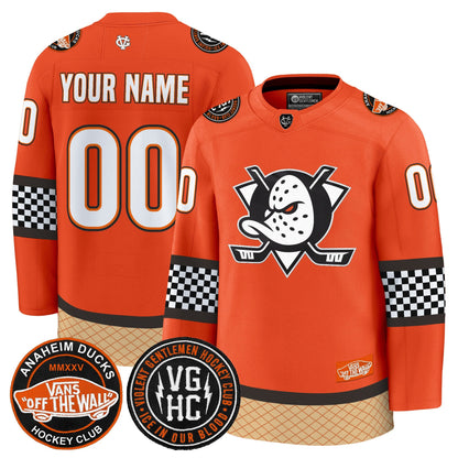 Anaheim Ducks Checkerboard 2025 Premium Custom Jersey - All Stitched