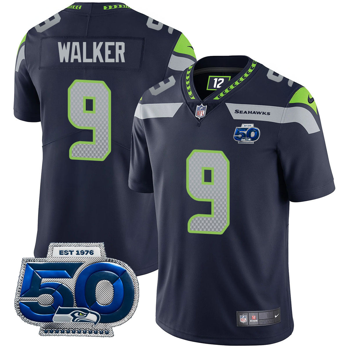 Seattle Seahawks 50th Season Vapor Limited Jersey - All Stitched