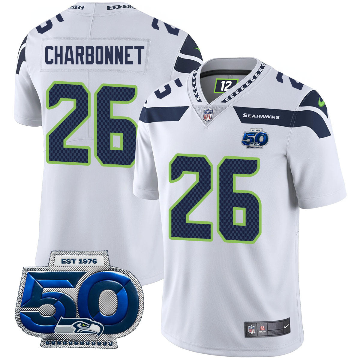 Seattle Seahawks 50th Season Vapor Limited Jersey - All Stitched