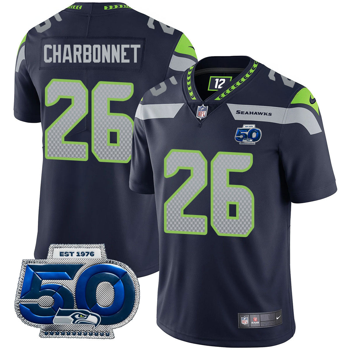 Seattle Seahawks 50th Season Vapor Limited Jersey - All Stitched