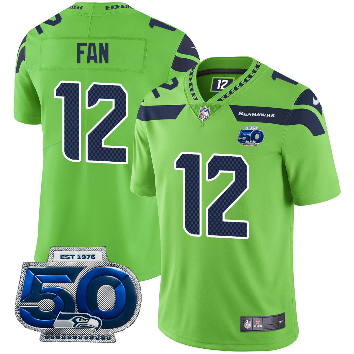 Seattle Seahawks 50th Season Vapor Limited Jersey - All Stitched