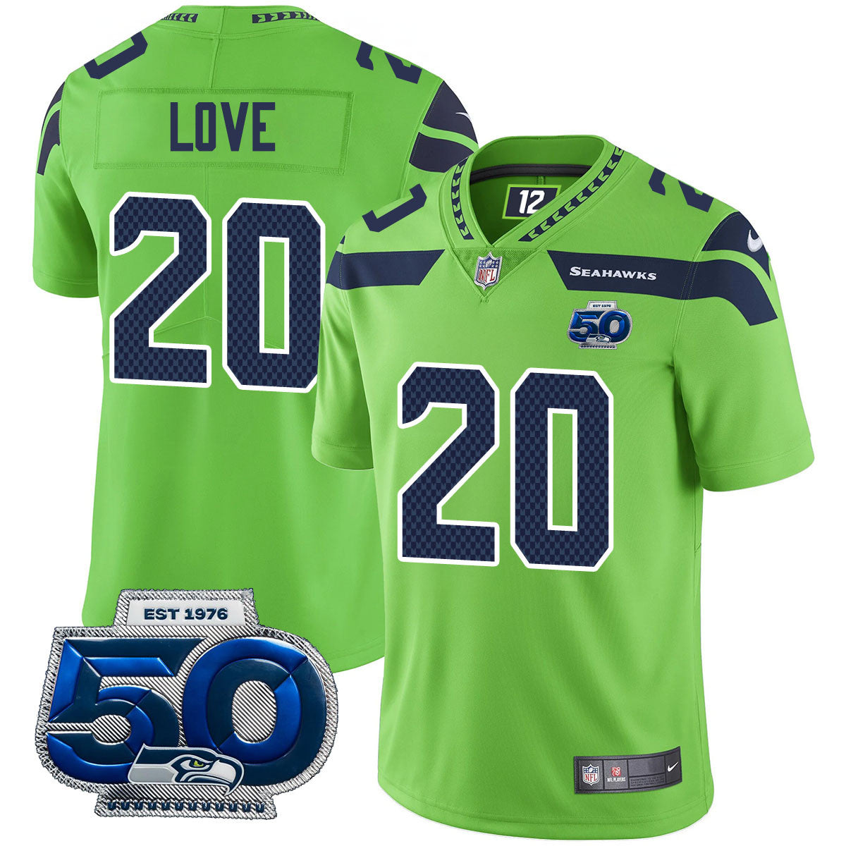 Seattle Seahawks 50th Season Vapor Limited Jersey - All Stitched