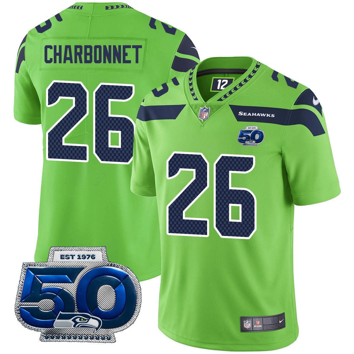 Seattle Seahawks 50th Season Vapor Limited Jersey - All Stitched