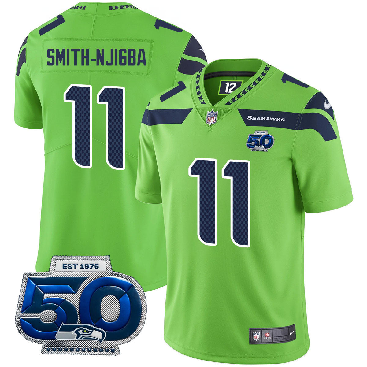 Seattle Seahawks 50th Season Vapor Limited Jersey - All Stitched