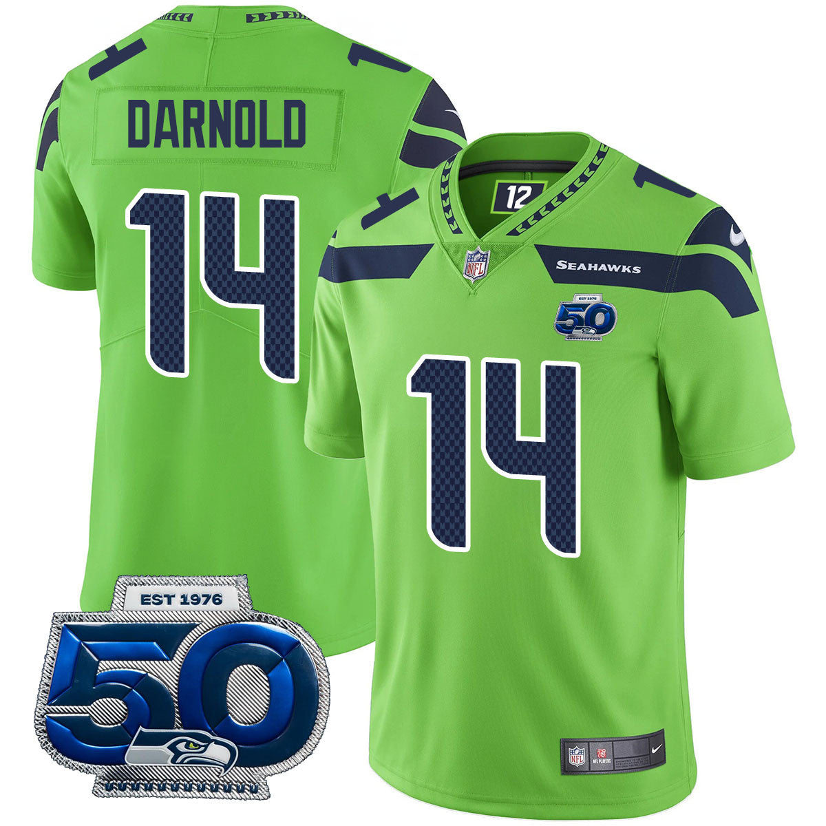 Seattle Seahawks 50th Season Vapor Limited Jersey - All Stitched