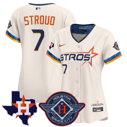 Women's Houston Astros 2025 City Connect Texas Patch Vapor Premier Limited Jersey - All Stitched