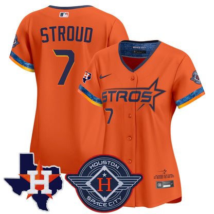 Women's Houston Astros 2025 City Connect Texas Patch Vapor Premier Limited Jersey - All Stitched