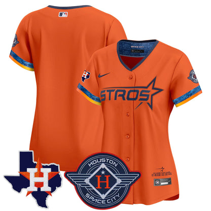 Women's Houston Astros 2025 City Connect Texas Patch Vapor Premier Limited Jersey - All Stitched
