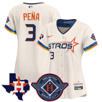 Women's Houston Astros 2025 City Connect Texas Patch Vapor Premier Limited Jersey - All Stitched