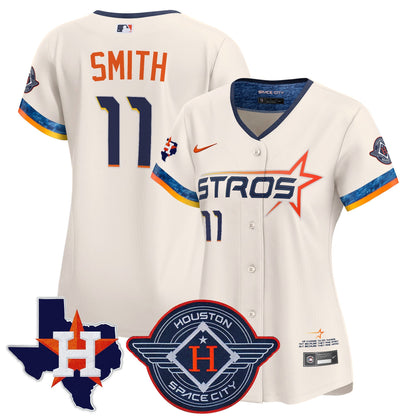 Women's Houston Astros 2025 City Connect Texas Patch Vapor Premier Limited Jersey - All Stitched