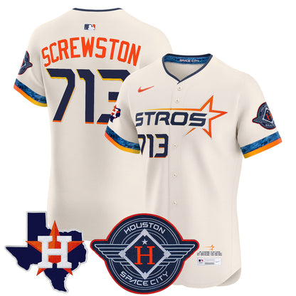 Men's Houston Astros 2025 City Connect Texas Patch Vapor Premier Elite Jersey - All Stitched