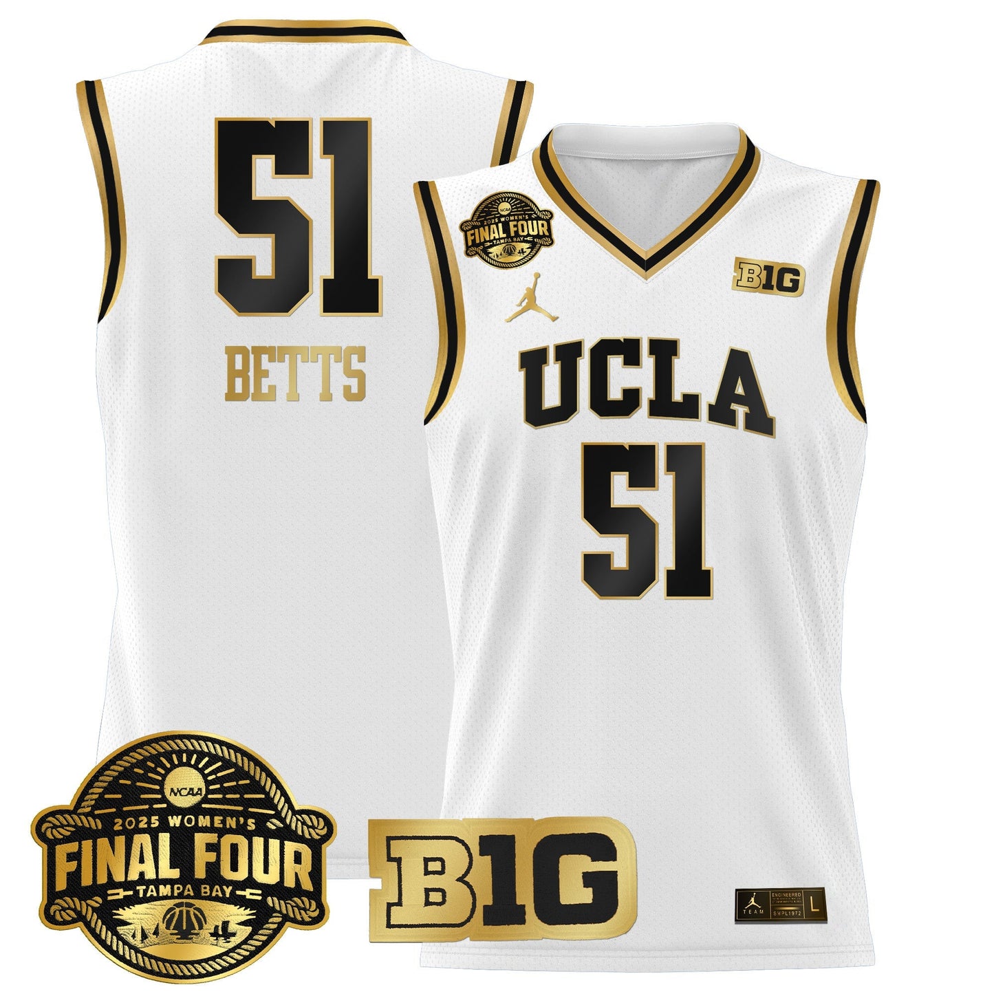 Men's Size - UCLA Bruins 2025 Big Ten Women's Final Four Patch Lightweight Basketball Jersey - All Stitched