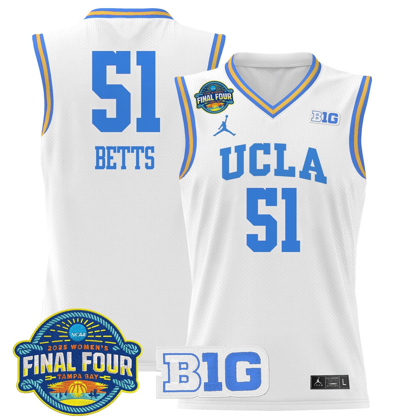 Men's Size - UCLA Bruins 2025 Big Ten Women's Final Four Patch Lightweight Basketball Jersey - All Stitched