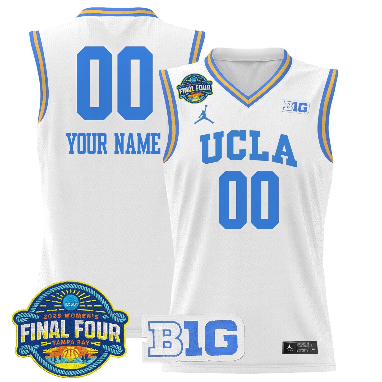UCLA Bruins 2025 Big Ten Women's Final Four Patch Lightweight Basketball Custom Jersey - All Stitched