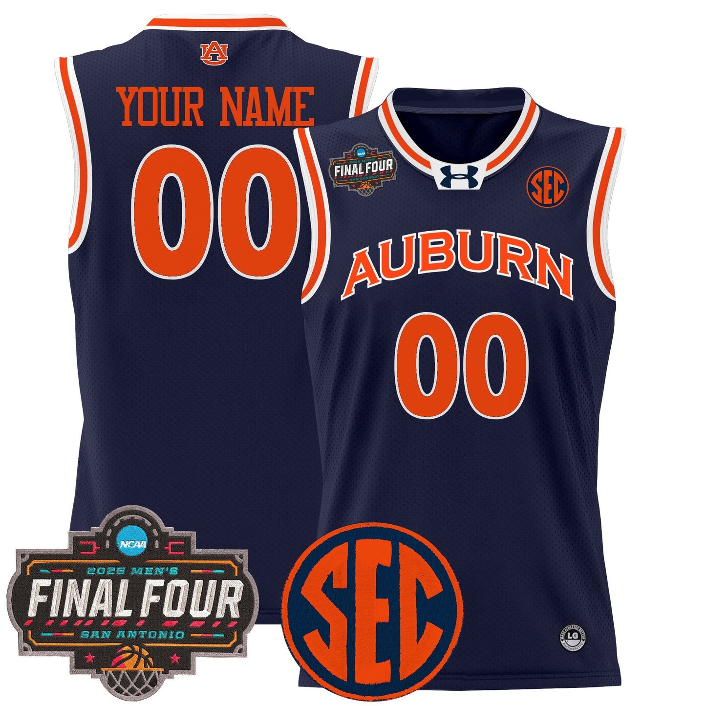Auburn Tigers 2025 Final Four Patch Lightweight Basketball Custom Jersey - All Stitched
