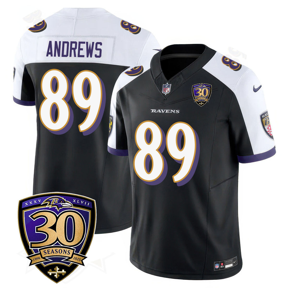 Men's Baltimore Ravens Limited 30th Season Jersey - All Stitched