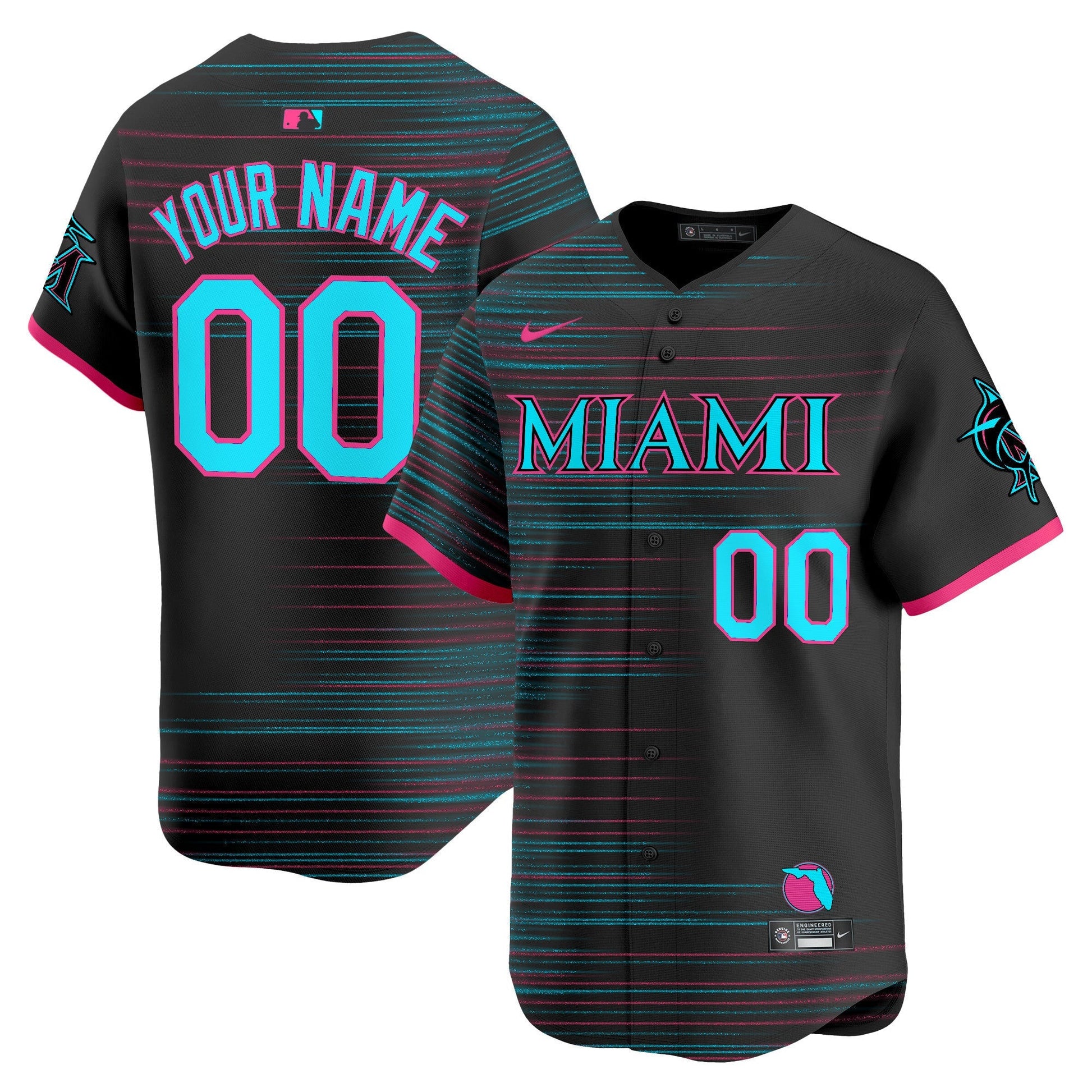 Miami Marlins 2025 City Connect Vapor Premier Limited Custom Jersey - All Stitched