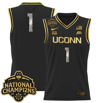 Men's Size - UConn Huskies 2025 Women's National Champions Patch Lightweight Basketball Jersey - All Stitched