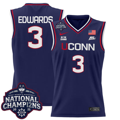 Men's Size - UConn Huskies 2025 Women's National Champions Patch Lightweight Basketball Jersey - All Stitched