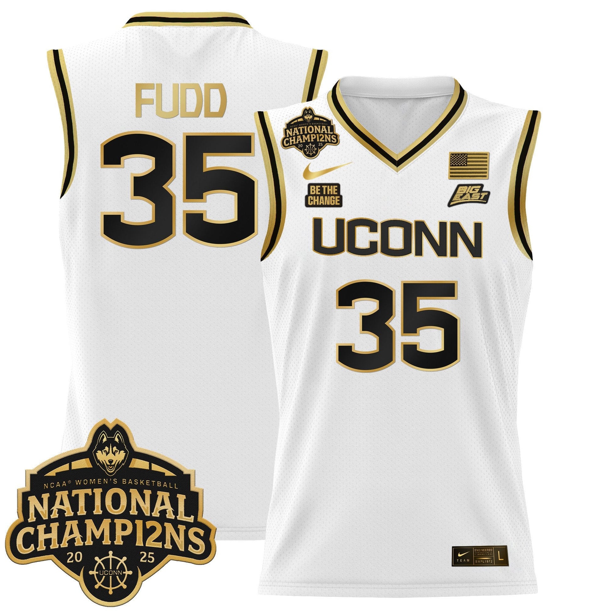 Men's Size - UConn Huskies 2025 Women's National Champions Patch Lightweight Basketball Jersey - All Stitched