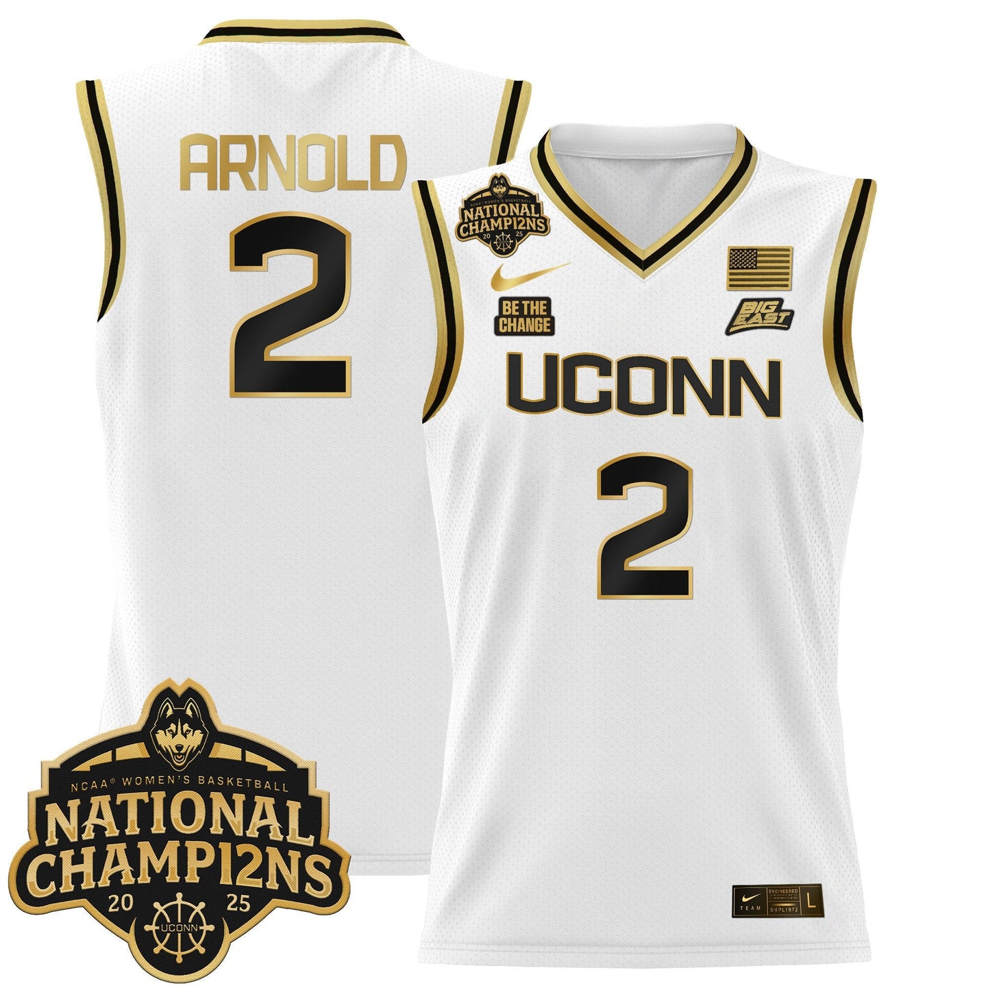 Men's Size - UConn Huskies 2025 Women's National Champions Patch Lightweight Basketball Jersey - All Stitched