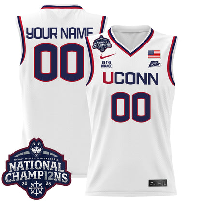 UConn Huskies 2025 Women's National Champions Patch Lightweight Basketball Custom Jersey - All Stitched