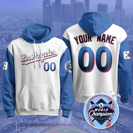 Custom Gender/Name Los Angeles Dodgers Korean Heritage Night Hoodie - All Stitched