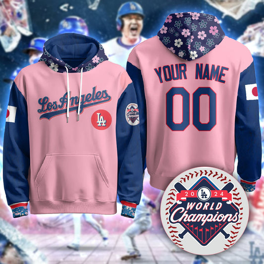 Custom Gender/Name Los Angeles Dodgers Japanese Heritage Night Hoodie - All Stitched