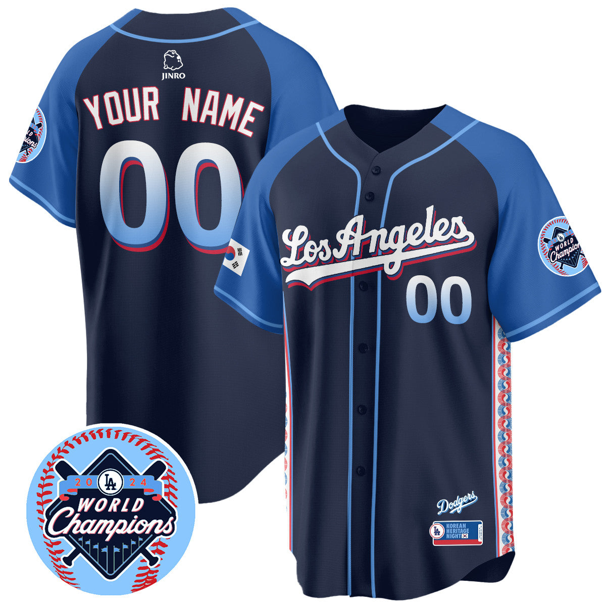 Custom Gender/Name Los Angeles Dodgers Korean Heritage Night Jersey - All Stitched