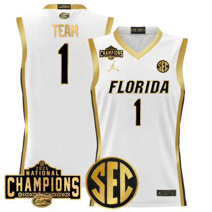 Men's Florida Gators 2025 National Champions Basketball Jersey N1 - All Stitched
