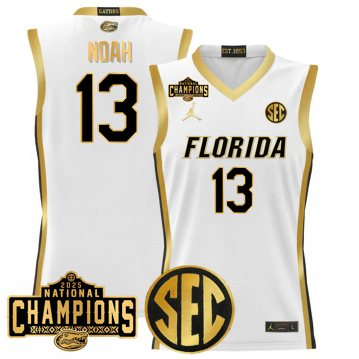 Men's Florida Gators 2025 National Champions Basketball Jersey N1 - All Stitched