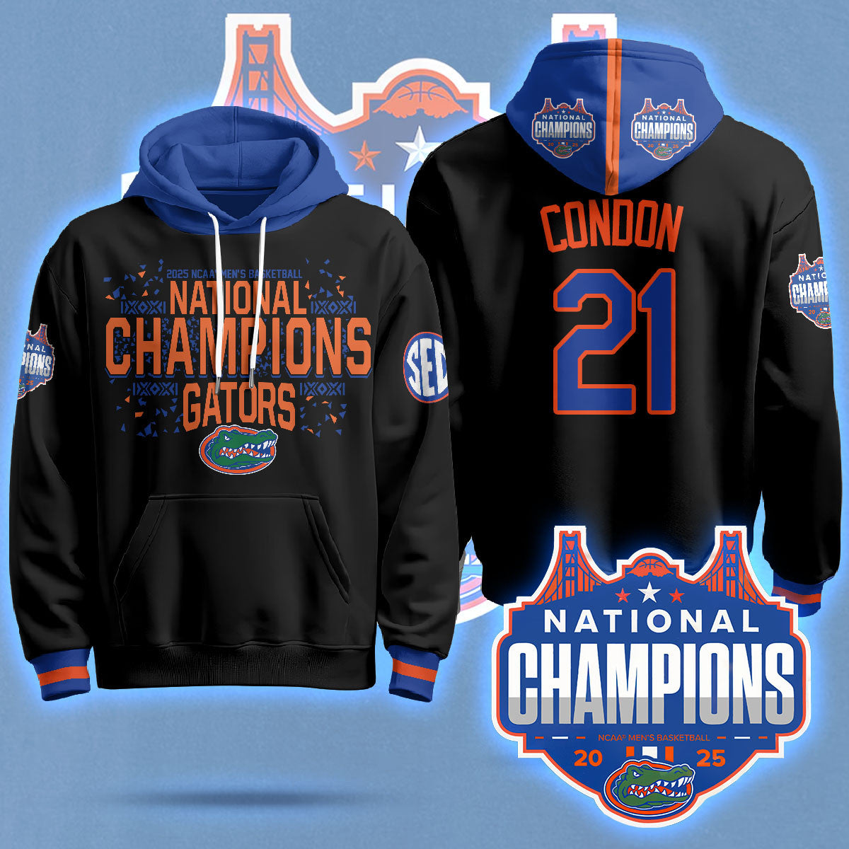 Florida Gators 2025 National Champions Basketball Hoodie N5 - Printed