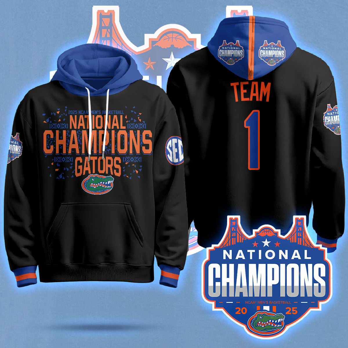 Florida Gators 2025 National Champions Basketball Hoodie N5 - Printed