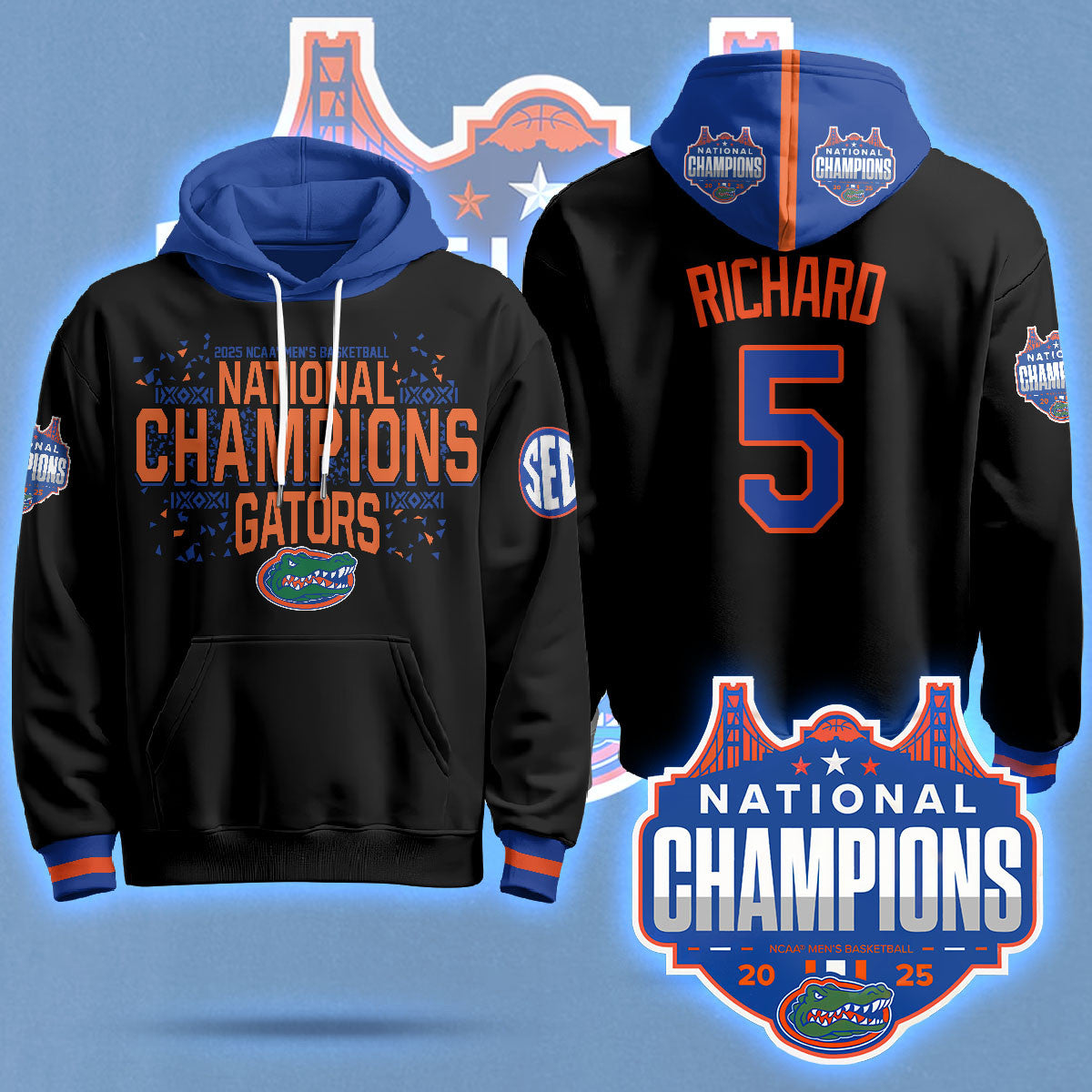Florida Gators 2025 National Champions Basketball Hoodie N5 - Printed