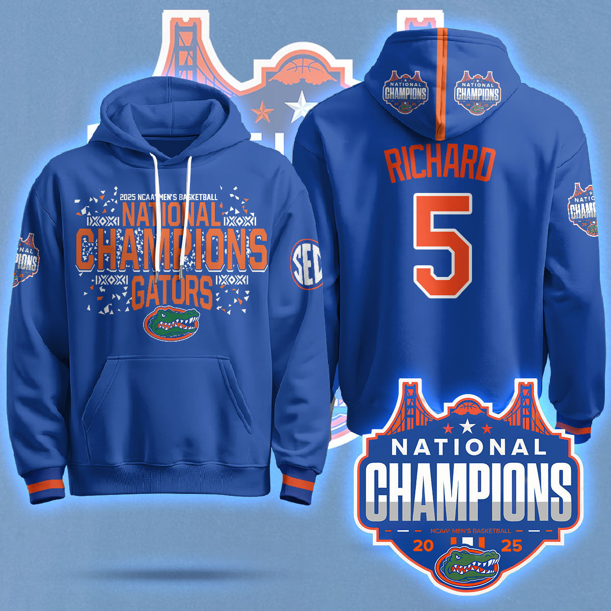 Florida Gators 2025 National Champions Basketball Hoodie N5 - Printed
