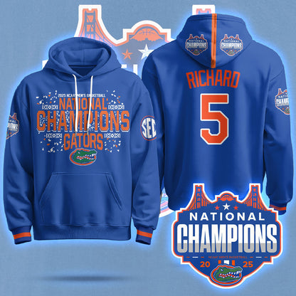 Florida Gators 2025 National Champions Basketball Hoodie N5 - Printed