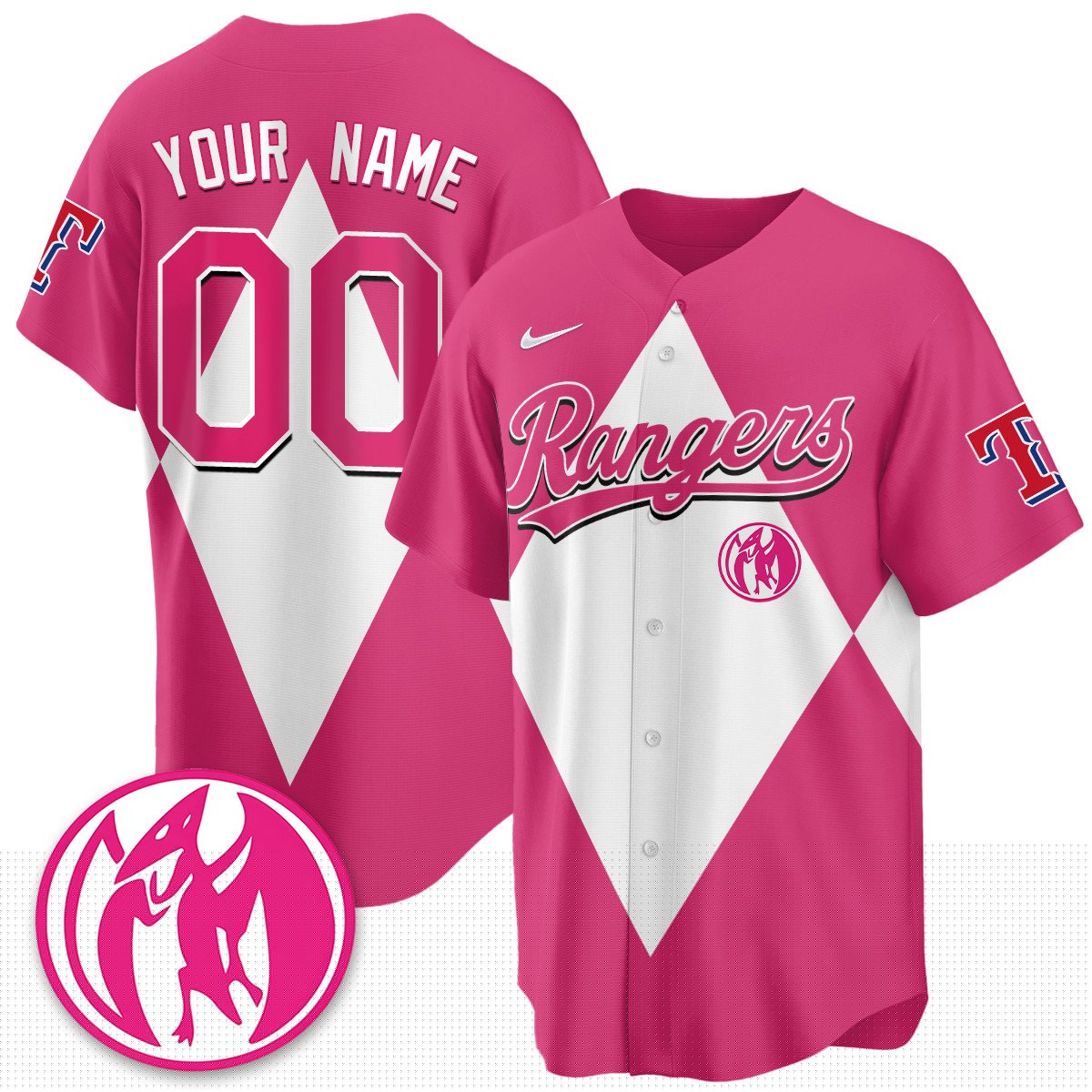 Custom Texas Rangers Power Rangers Limited Jersey - All Stitched