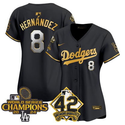 Women's Dodgers 2024 World Series Champions & Jackie Robinson Patch Vapor Premier Limited Jersey - All Stitched