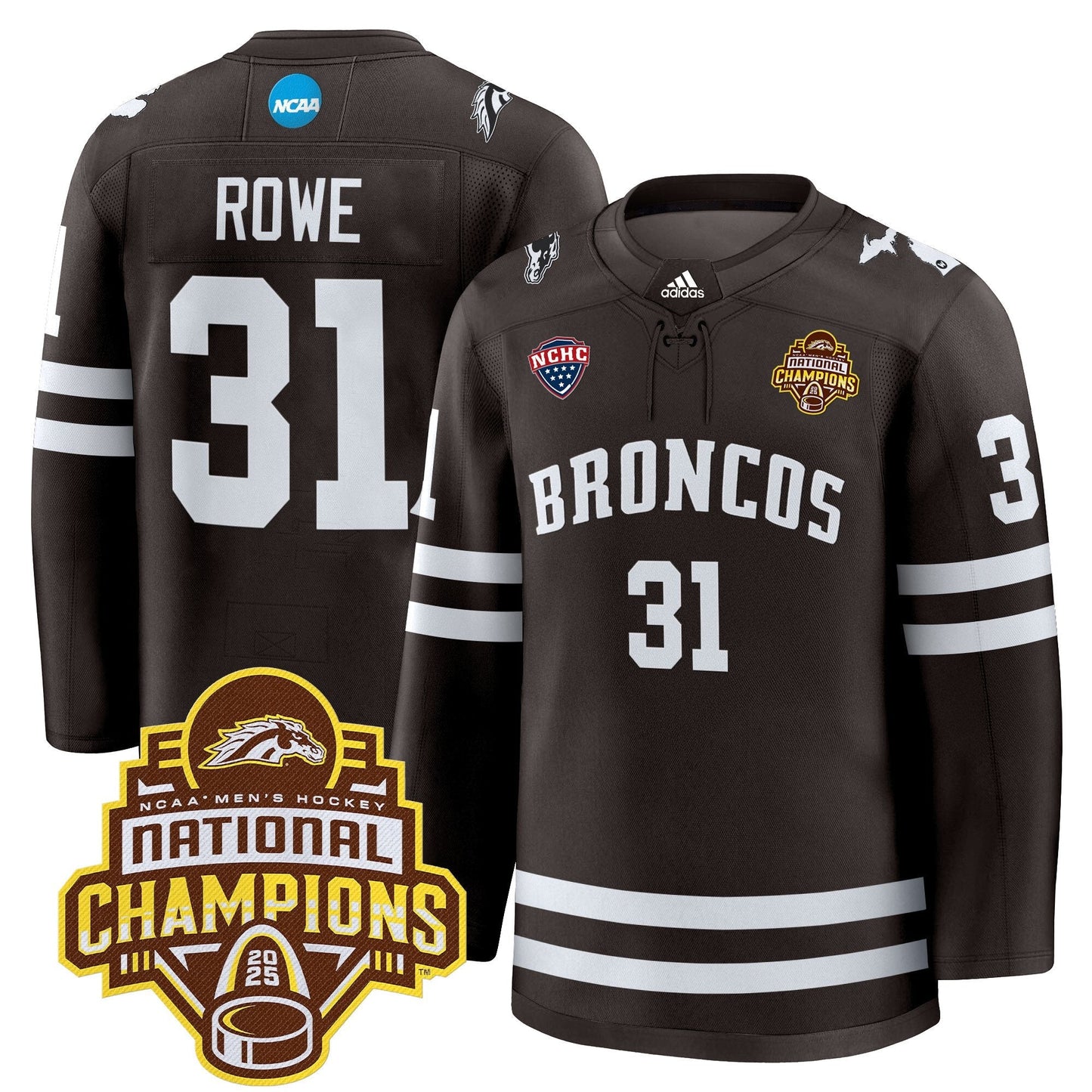 Men's Western Michigan Broncos 2025 National Champions Patch Premium Jersey - All Stitched