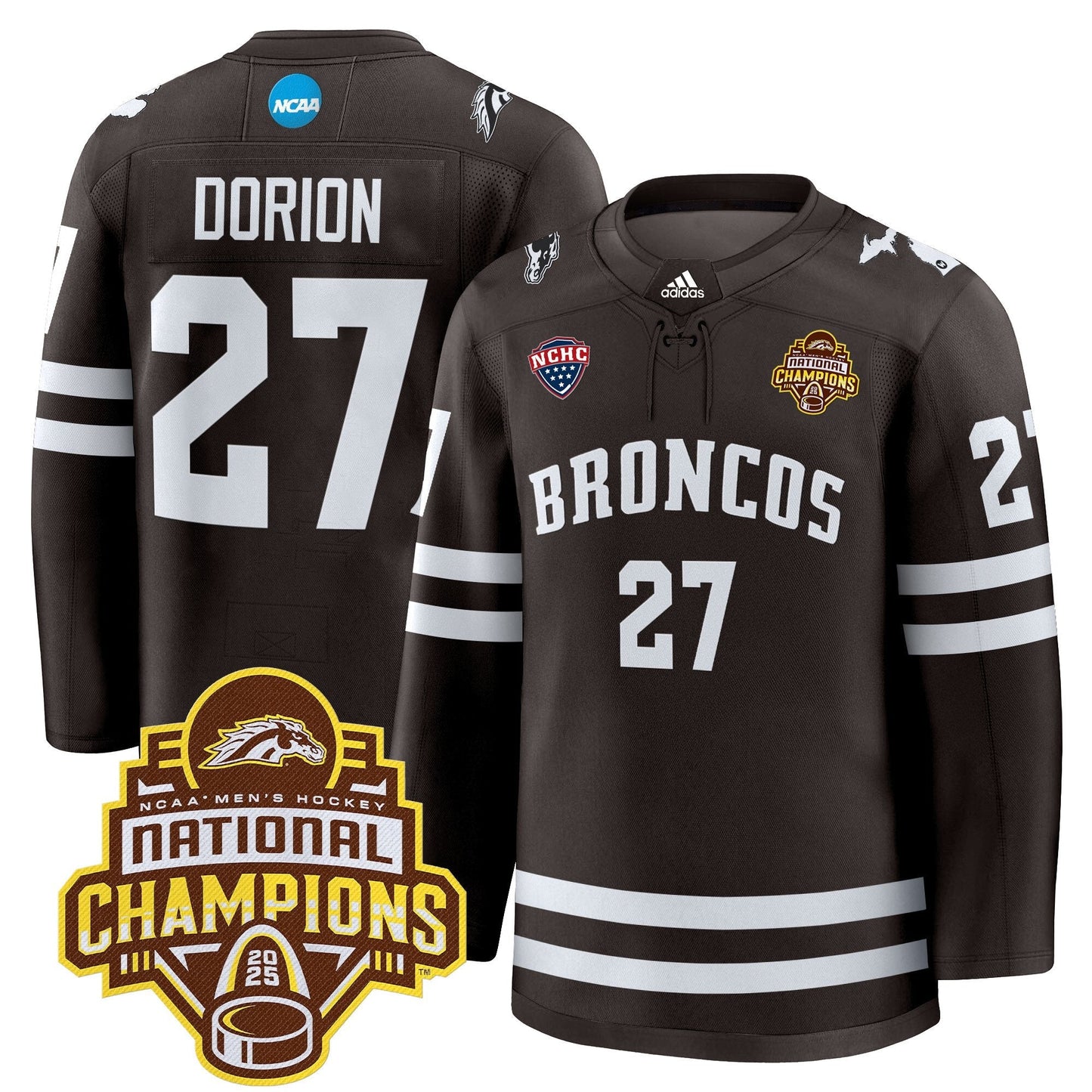 Men's Western Michigan Broncos 2025 National Champions Patch Premium Jersey - All Stitched