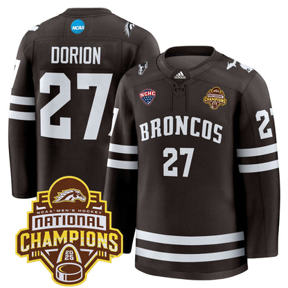 Men's Western Michigan Broncos 2025 National Champions Patch Premium Jersey - All Stitched