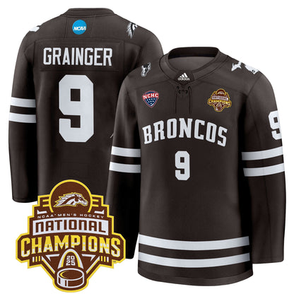 Men's Western Michigan Broncos 2025 National Champions Patch Premium Jersey - All Stitched