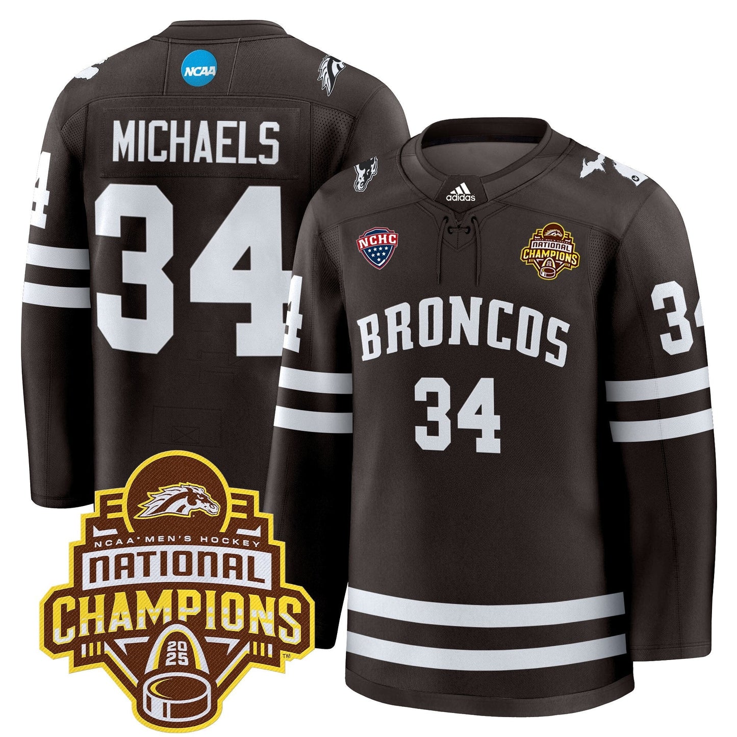Men's Western Michigan Broncos 2025 National Champions Patch Premium Jersey - All Stitched