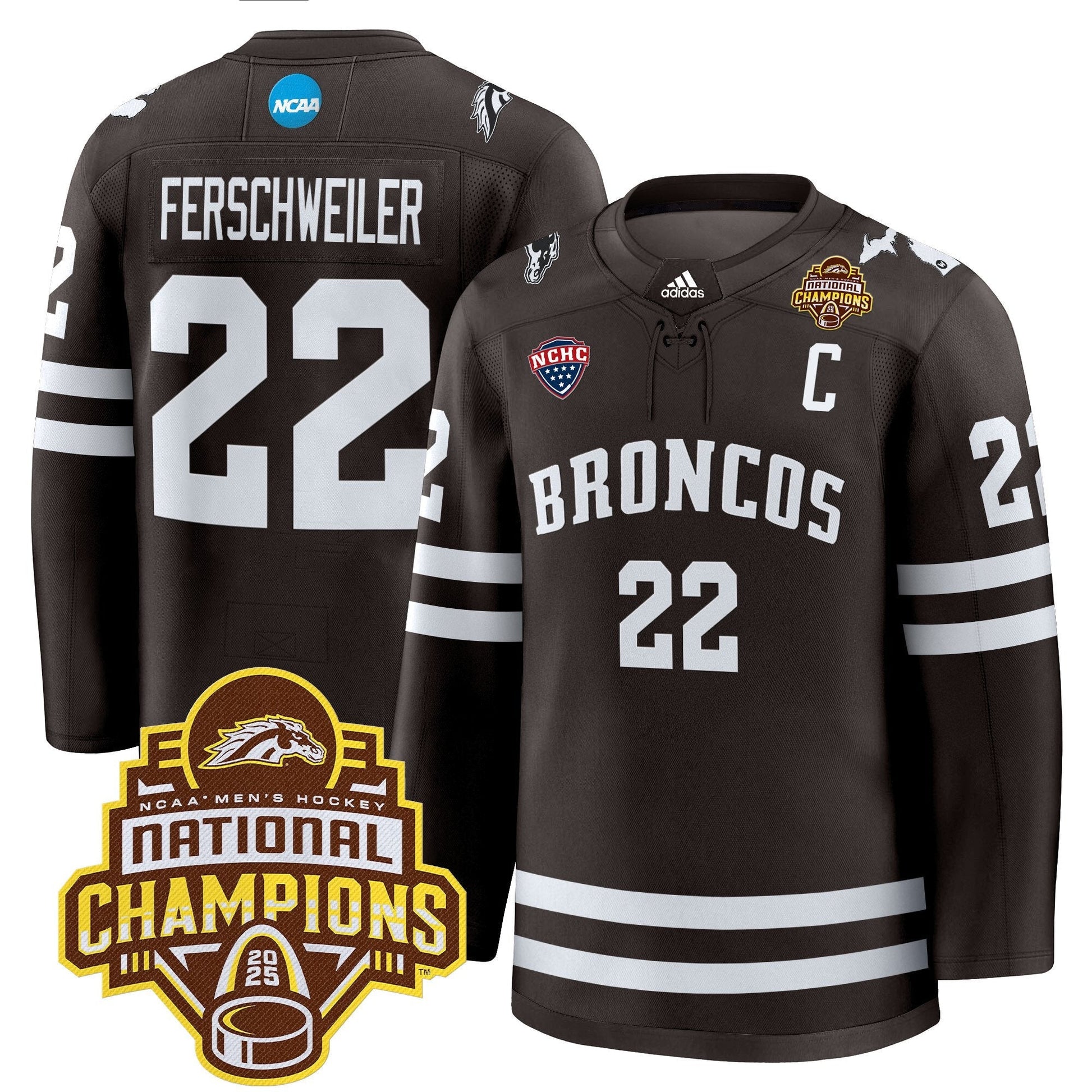 Men's Western Michigan Broncos 2025 National Champions Patch Premium Jersey - All Stitched