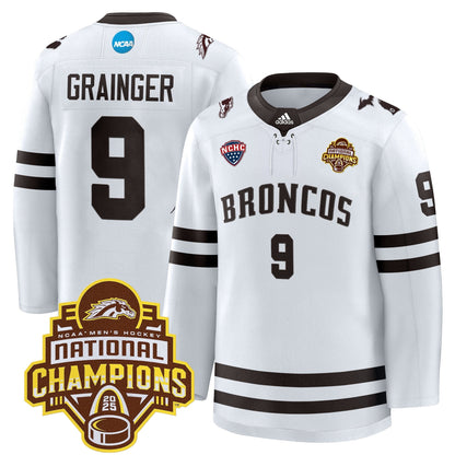 Men's Western Michigan Broncos 2025 National Champions Patch Premium Jersey - All Stitched