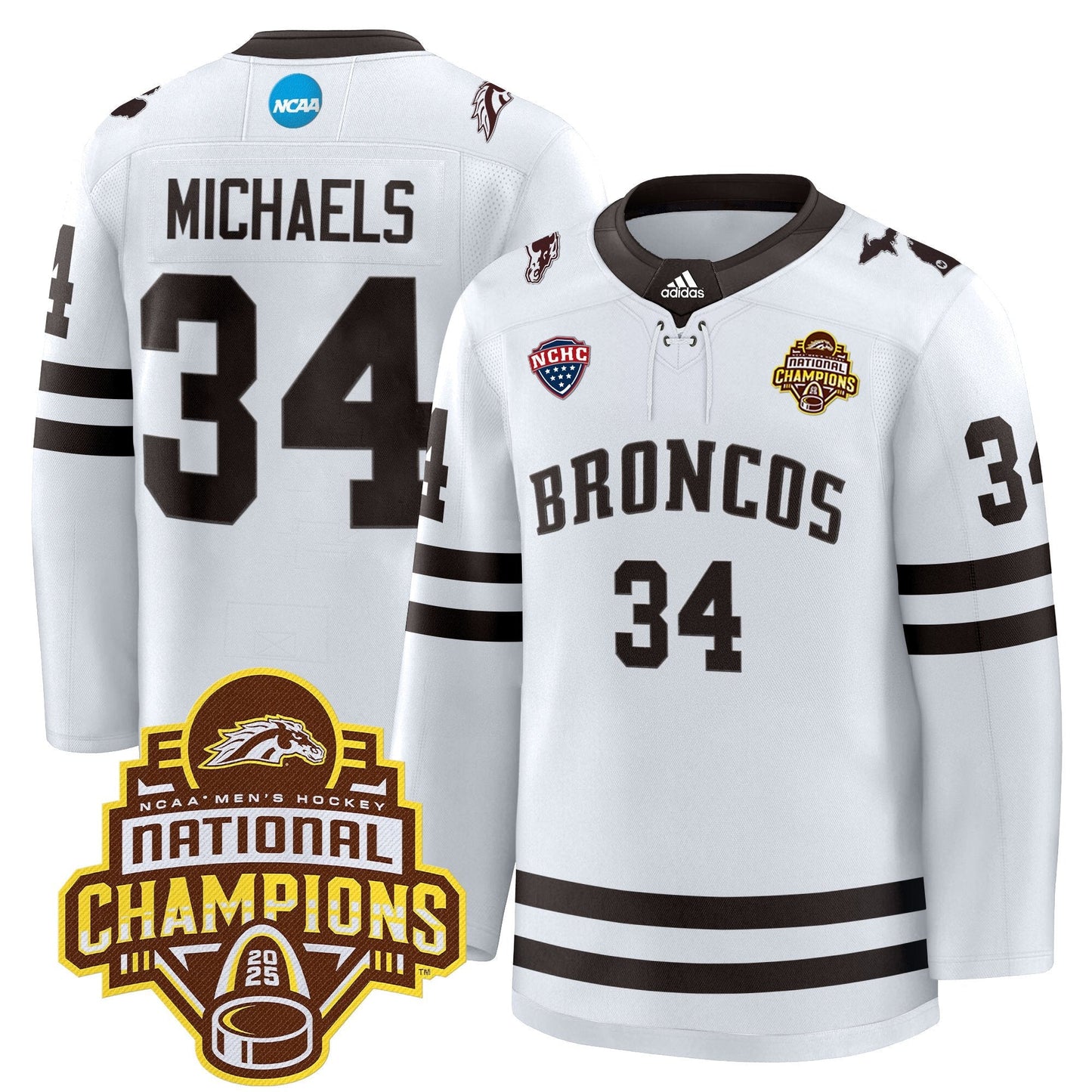 Men's Western Michigan Broncos 2025 National Champions Patch Premium Jersey - All Stitched