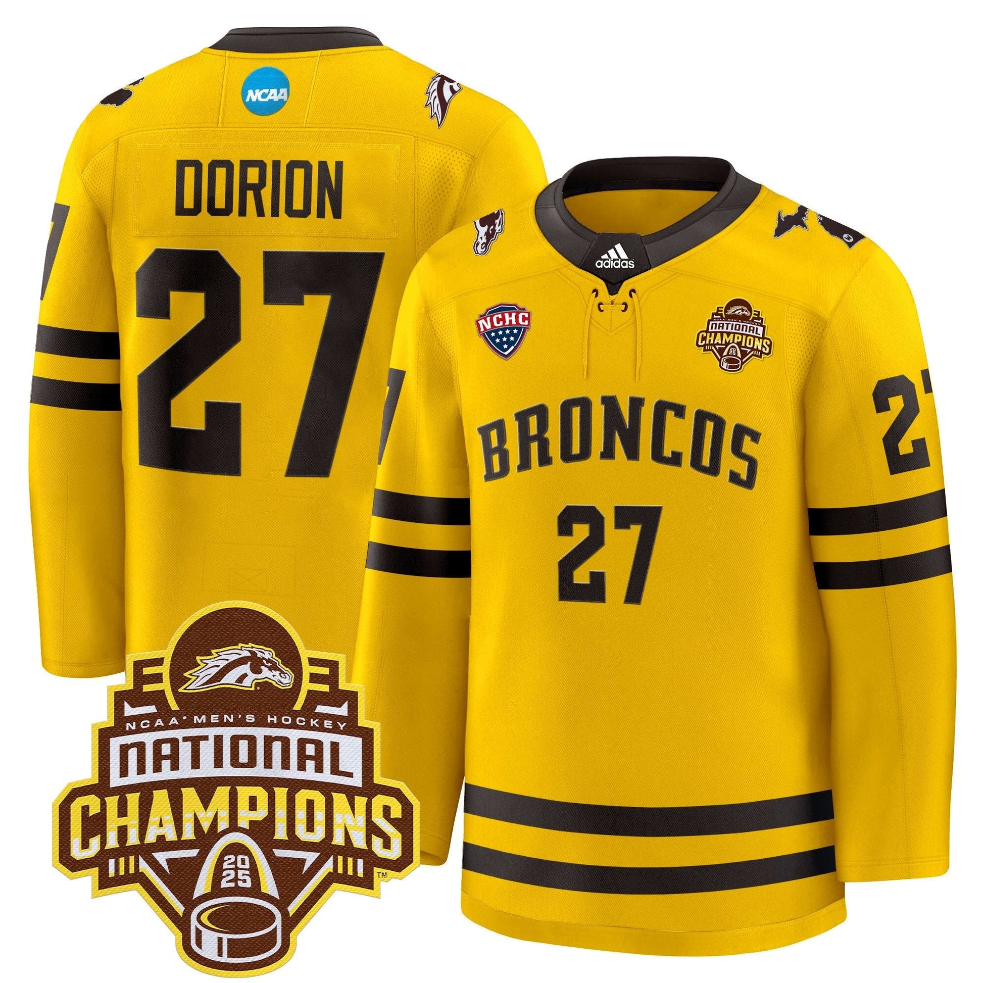 Men's Western Michigan Broncos 2025 National Champions Patch Premium Jersey - All Stitched